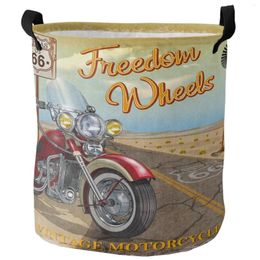 Laundry Bags Motorcycle Highway Retro Style Dirty Basket Foldable Waterproof Home Organiser Clothing Kids Toy Storage