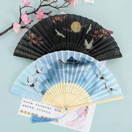 Decorative Figurines Multiple Styles Folding Fan Bamboo Handle Silk Fabric Dance Cherry Blossom Female Hand Hanfu Accessories