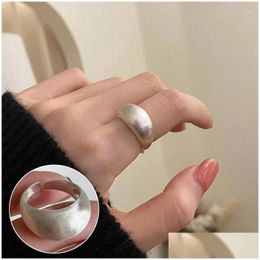 Cluster Rings 925 Sier Plated Frosting Wide Finger Ring For Women Girls Punk Hiphop Jewlery Gifts Accessories E2247 Drop Delivery Jewe Dh0Wm