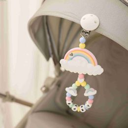 Mobiles# Baby Toy Food Grade Pram Clip Baby Mobile Pram Personalise Silicone Bead Pacifier Chain Infant Teether Necklace Teething Beads Y240415Y240417AQ0M