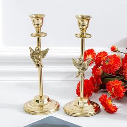 Candle Holders Brass Angel Holder European Classic Home Decoration Wedding Gift Retro Exquisite Handmade Candlestick Desktop Ornaments