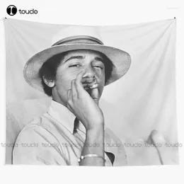 Tapestries Young Barack Obama - Smoking Print Tapestry Online Store Blanket Bedroom Bedspread Decoration Background Wall