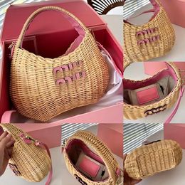miui beach bag Women's Crossbody Bag Pink Designer Cleo Bag Miui Satchel Tote Wander Matelasse Underarm Hobo straw bag designer Luxury Clutch bags