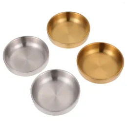 Plates 4 Pcs Double Layer Dip Plate Bowl Soy Flavour Plastic Utensils Pickle Korean Tableware Sauce Dish Dipping Stainless Steel Relish