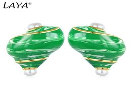 LAYA Silver Conch Stud Earrings For Women 925 Sterling Silver Simple Design Colourful Original Modern Fine Jewellery Handmade Enamel 1769038