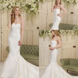 Eddy K 2024 Wedding Dresses Sexy Sweetheart Lace Satin Bridal Gowns Backless Sweep Train Beach Mermaid Wedding Dress