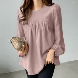 Women's Polos Spring Summer Women Shirt O Neck Lantern Long Sleeve Loose Pullover Tops Shirts In Trend 2024 Camisas Mujer