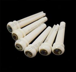 6Pcs Acoustic guitar Bridge Bone Pins With Abalone Dot Copper Circle Skirt 533mm folk guitar string Nails Pin end Musical instr4709571