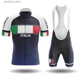Cycling Jersey Sets Italy Cycling Jersey Short Seve 2023 Team Men Bike Bib Shorts Clothes Maillot Cycling Sets MTB Clothing Ropa Ciclismo Maillot L48