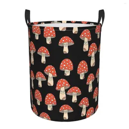 Laundry Bags Mushroom Pattern Black Dirty Basket Waterproof Home Organiser Clothing Kids Toy Storage