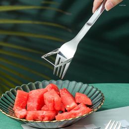 Forks Stainless Steel Watermelon Cut Portable Fruit Fork Slicing Knife Household Kitchen Multifunctional Gadgets Accessories