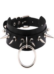 Big ORound Punk Rock Gothic Chokers Women Men Leather Silver Spike Rivet Stud Collar Choker Necklace Statement Jewellery Bijoux3103141