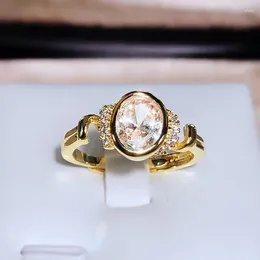 Cluster Rings Exquisite White Zircon S925 Silver Yellow Gold Ring Women's Creative Shiny Jewellery Anniversary Sterling Gift