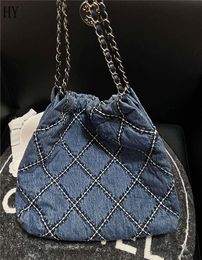 Designer Luxury 22 Line AS3261 AS3260 Chain Shoulder Bag Sliver Hardware Denim Blue Totes 7A Best Quality