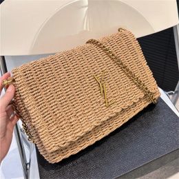 Woman straw designer Shoulder Bags designer luxury beach bag crossbody chain bag small flaps cross body bag crochet cross body Gold Letter