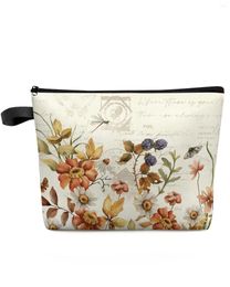 Cosmetic Bags Fall Mushroom Flower Butterfly Dragonfly Makeup Bag Pouch Travel Essentials Women Organiser Storage Pencil Case