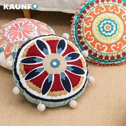 Pillow KAUNFO Cotton Embroidered Style Sofa Chair Cover High Quality Round Pillowcases Home Decor