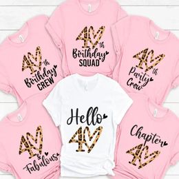 Women's T Shirts Party Shirt Hello Leopard Graphic Print Tshirt Birthday Squad Crew Top Summer Tee Aesthetic Clothes