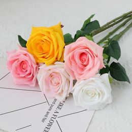 Decorative Flowers 5PCS Single Branch Moisturising Real Touch Rose Artificial Flower Home Display Decoration Fake Flore Wreath Wedding Decor