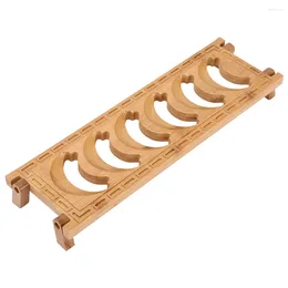 Tea Trays 6 Grid Natural Bamboo Teacup Holder Cup Draining Rack Organiser Ware Accessories