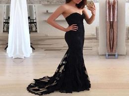 New Arrival Black Lace Mermaid Evening Dress Robe De Soiree Longue Simple Sweetheart Prom Party Dresses Evening Gown Custom Made7097834
