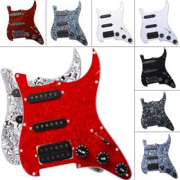 Cables Multi Colour SSH Pickguard Electric Guitar Pickguard and Black White SSH Loaded Prewired Scratchplate Assembly