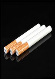 Ceramic Cigarette Hitter Pipe Yellow Filter Color100pcsbox Cigar Shape Tobacco Pipe One Hitter Bat Metal Smoking Hookah4777370