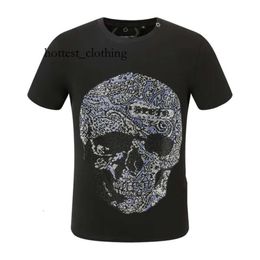 Philipe Plein Short Sleeve Men's T-Shirts Fashion Men O-Neck Fitness Casual Slim Tops Men's Skulls Print Cotton Streetwear 3906 Bear98 171