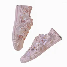 Casual Shoes Women Sneakers Pink Canvas Spring Summer 2024 Versatile Sweet Dream Low-top Flat Lace-up Board