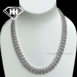 Vollfeuer Moissanit HipHop -Kette 14mm fest 925 Silber GRA Garantie gemischt runde Baguette Diamant Kubanische Halskette