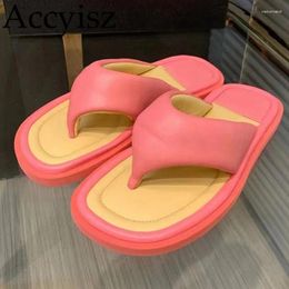 Slippers Genuine Leather Flip Flops Women Mixed Colour Bread Flat Outdoor Leisure Holiday Lazy Mules Summer Ladies Slides