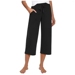 Women's Pants Comfortable Sweatpants For Women Capri Yoga Loose Soft Drawstring Workout Causal With Pockets