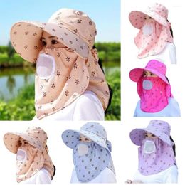 Wide Brim Hats Sun For Women With Face Cover Neck Protection Anti UV Breathable Outdoor Cycling Working Tea Picking Bucket Hat W0R3