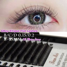 False Eyelashes 12 Lines Women Beauty Black 0.15/0.2 Thickness B/C/D Curl Soft Grafting Lashes Ellipse Flat Individual