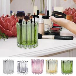 Storage Boxes Crystal Makeup Holder Rotating Cosmetic Cup For Brush Multifunction Dust Proof Desktop Pencil