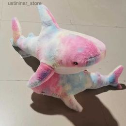 Stuffed Plush Animals 140cm Giant Cute Colourful Shark Plush Toy Soft Stuffed Speelgoed Animal Reading Pillow for Birthday Gifts Cushion Dolls for Kids L47