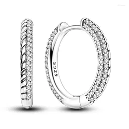 Stud Earrings Fashionable S925 Sterling Silver Cubic Zirconia Half Set Snake Bone Pattern Versatile Charm Women's