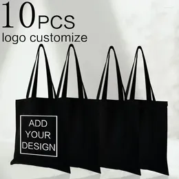 Shopping Bags 10pcs Custom With Ladies Reusable Eco-Friendly Tote Foldable Fashion All-match Student Shoulder Bag Wholesale