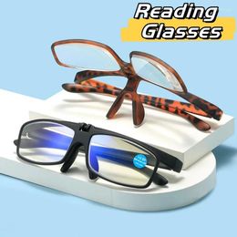 Sunglasses Fashionable Flip Up Reading Glasses Blue Light Blocking Eyeglasses Trendy Women Men Presbyopic Far-sighted Eyewear With Diopters