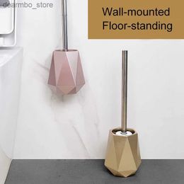 Cleaning Brushes TPR Silicone Head Toilet Brush Nordic Wall-Mounted Or Floor-Standin Toilet Brush Holder Cleanin Brush Bathroom Accessories L49