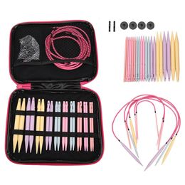 10 Pairs Circular Knitting Needle Changeable Head Crochet Hook Set DIY Craft Weaving Sewing Tools Accessories 240411