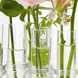 Vases 8Pcs/6Pcs Hinged Flower Vase Transparent Table Glass With Hook And Brush Test Tube Container