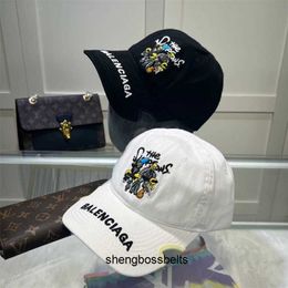 Paris printed double baseball cap Spring and Summer Letter Embroidered Duck Tongue Women's Fashion Personality Show Baseball Men's Sunscreen Outdoor Hat