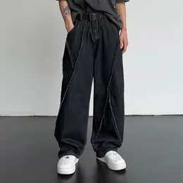 Men's Jeans Affordable Pants Men Streetwear Wide Leg Trousers Casual Loose Oversized Ripped Patchwork For