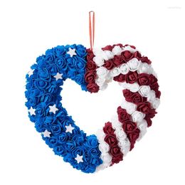 Decorative Flowers 4th Of July Wreaths For Front Door Red White And Blue Patriotic Americana Wreath Memorial Day Festival