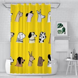 Shower Curtains Dogs Yellow Cartoon Pet Lover Waterproof Fabric Creative Bathroom Decor With Hooks Home Accessories