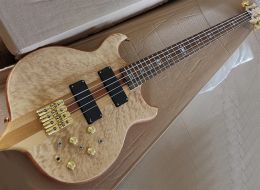 Cables In Stock4 Strings Neckthrubody Electric Bass Guitar with Maple fretboard Abalone Inlay