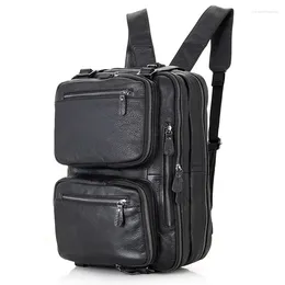 Backpack Nesitu High Quality Large Capacity Black Genuine Leather Women Men Travel Bags Men's Portfolio Shoulder M7014