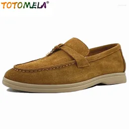 Casual Shoes TOTOMELA Size 34-42 Cow Suede Leather Women Loafers Slip On Tassel Flat Retro Spring Summer Ladies Flats LP