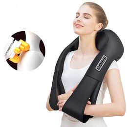 Electric Adjustable Back and Neck Kneading Shoulder Shiatsu Smart Neck Massager with Heating Hadad Tapping Massage Shawl